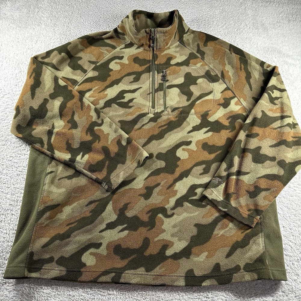 VINTAGE STARTER Camo Fleece Sweater Mens XXL 2X 1/4 Zip Pull Over Warm‎